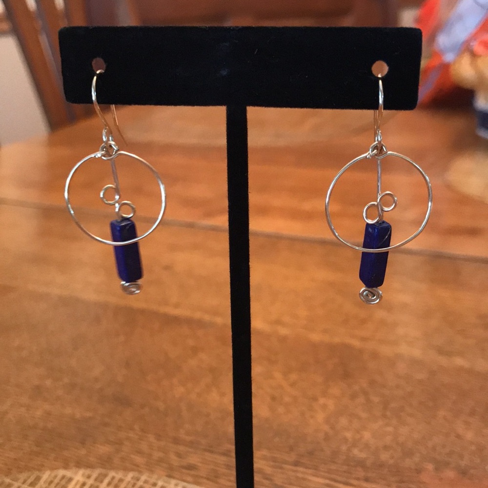 BLUE LAPIS AND GOLD PLATED EARRINGS